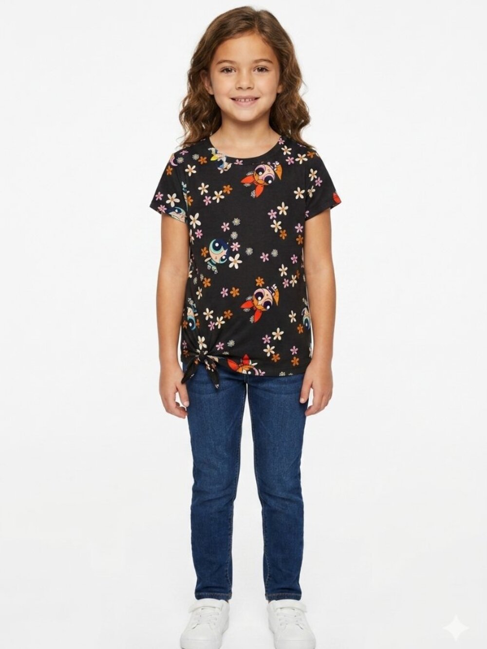 POWERPUFF GIRL'S BRAND Girl's Black with Multi-Color Design - Size S (7/8)  NWT